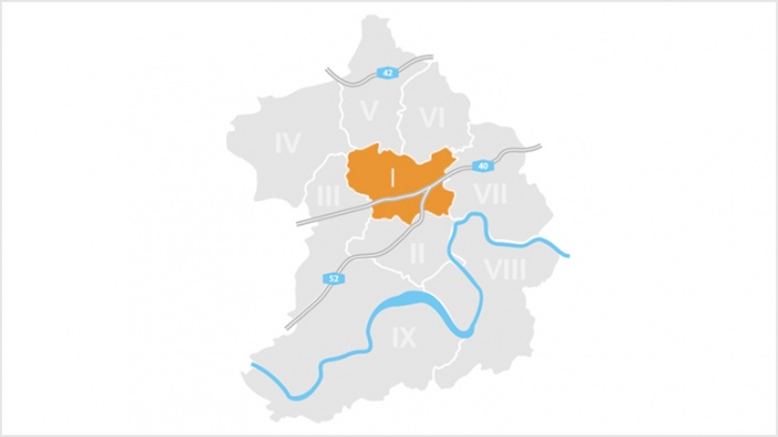 Bezirk I: Stadtmitte, Frillendorf und Huttrop
